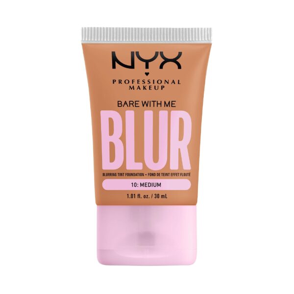 NYX Professional Makeup Blurring Tint Foundation, Medium Coverage, Matte Finish, With Niacinamide, Matcha and Glycerin, 12 Hours Hydrating, Bare With Me Blur, 30 ml, Shade: Medium