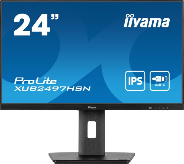 iiyama Monitor Desktop XUB2497HSN-B1-23.8", Full HD LED, IPS, 1920 x 1080/100Hz, 1H1DP1C, HAS, RJ45, Black