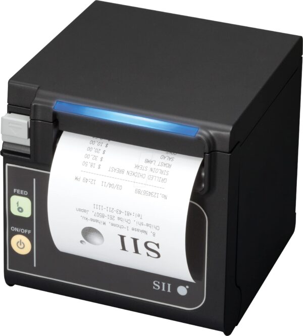 SEIKO Instruments 22450061 Receipt Printer, POS/Case, Front-Exit, LAN, Black, 129 mm Length, 129 mm Width, 129 mm Height