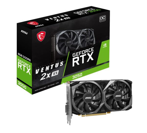 MSI GeForce RTX 3050 VENTUS 2X XS 8G OC Gaming Graphics Card - 8GB GDDR6, 1807 MHz, PCI Express Gen 4 x 8, 128-bit, 1x DP v 1.4a, HDMI 2.1 (Supports 4K)