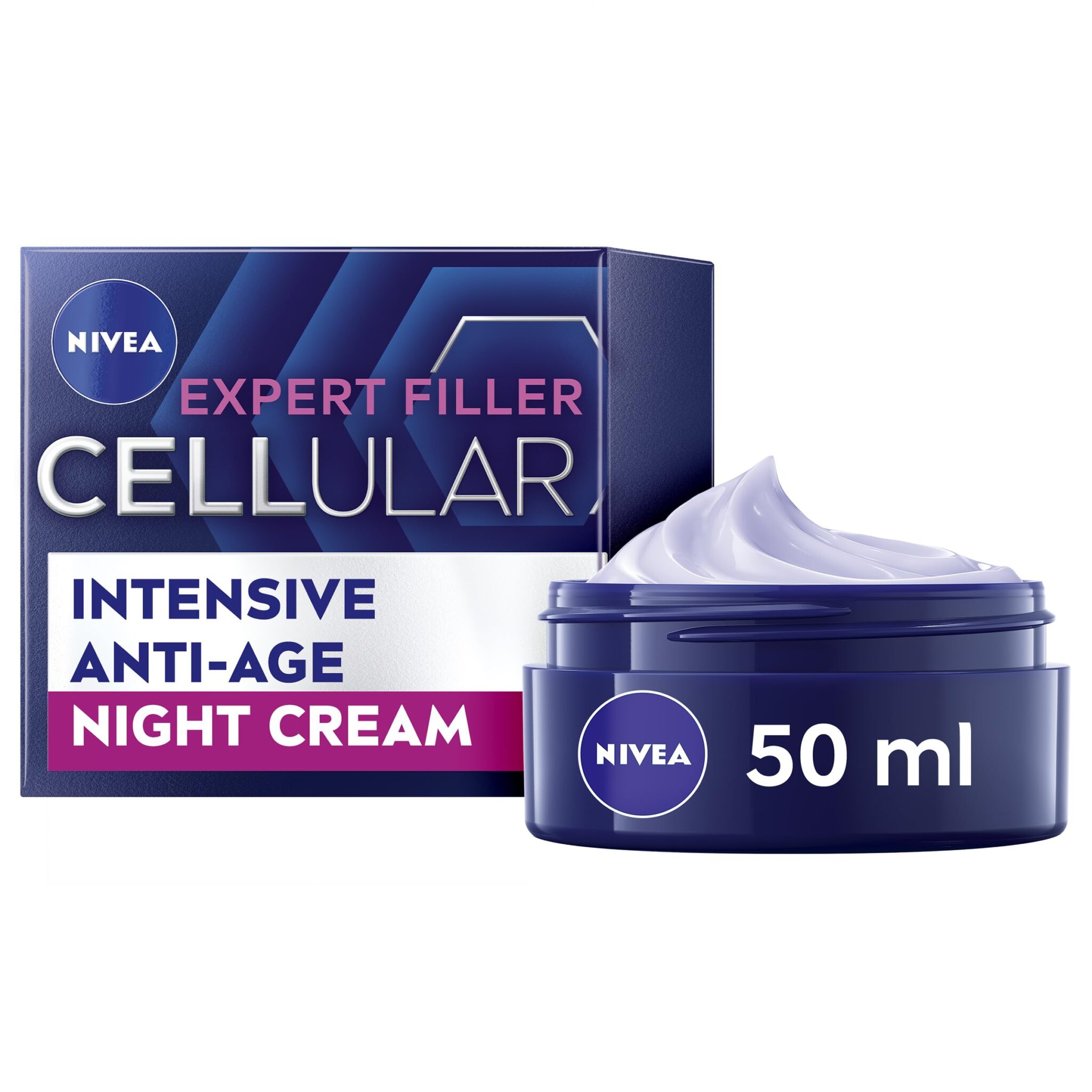 NIVEA Hyaluron Cellular Filler Anti-Age Night Cream (50ml), Night Cream for Women with Hyaluronic Acid and Magnolia Extract, Anti Wrinkle Night Cream, Night Face Cream