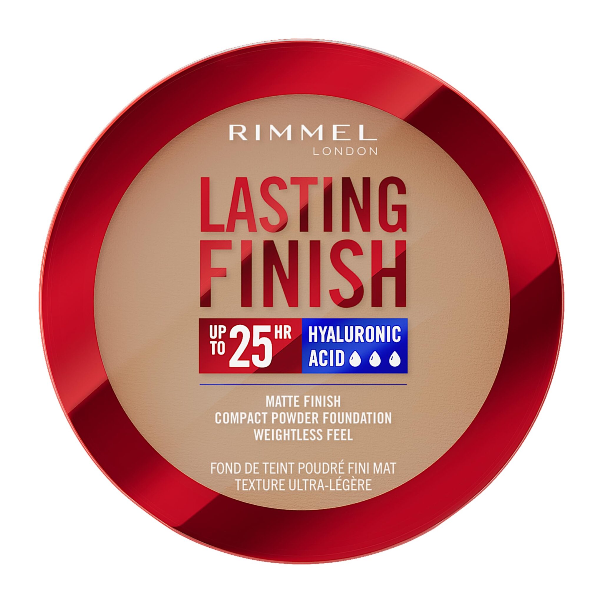 Rimmel Lasting Finish 25 HR Compact Foundation 008 Soft Beige, Matte Buildable Coverage, Powder-to-Cream, Anti-Pollution Shields, SPF 20, Hyaluronic Acid, Waterproof, Hides Imperfections