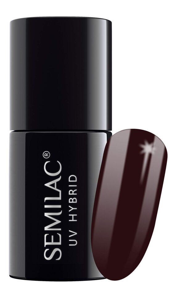 SEMILAC 076 Black Coffee Nail UV Gel Polish | Long Lasting and Easy to Apply | Soak off UV/Led | Perfect for Home and Professional Manicure and Pedicure 7 ml