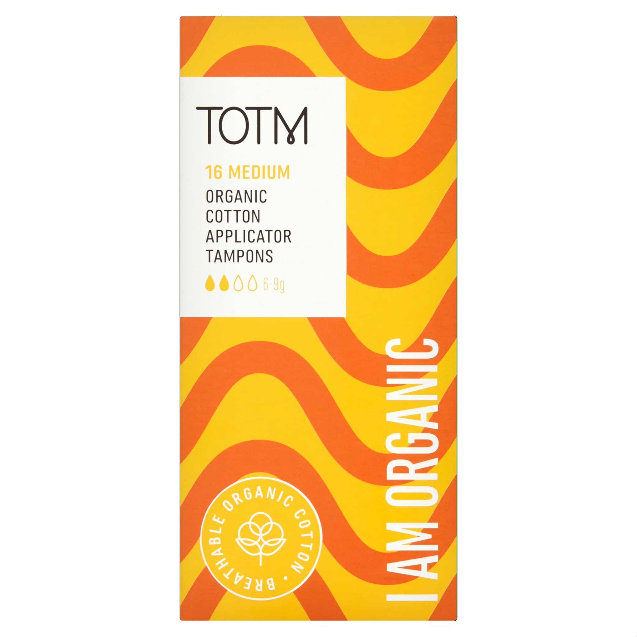 TOTM Organic Cotton Medium Applicator Tampons, Pack of 16