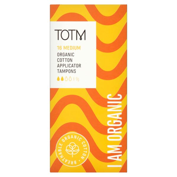 TOTM Organic Cotton Medium Applicator Tampons, Pack of 16