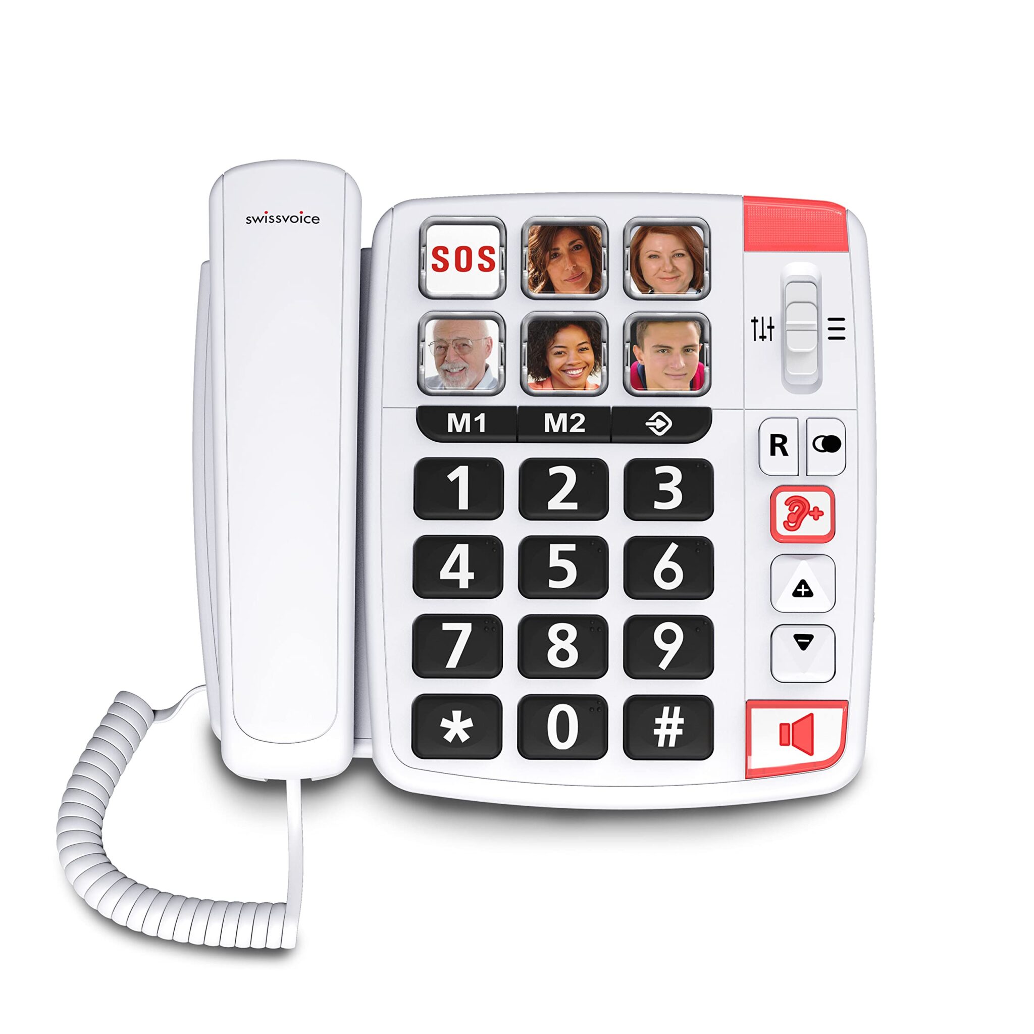 SWISSVOICE Xtra 1110 - Big Button Phone for Elderly - Phones for Hard of Hearing - Dementia Aid Big Number Telephone - Elderly People Gifts - Hearing Aid Compatible Phones - Elderly Phone Amplified