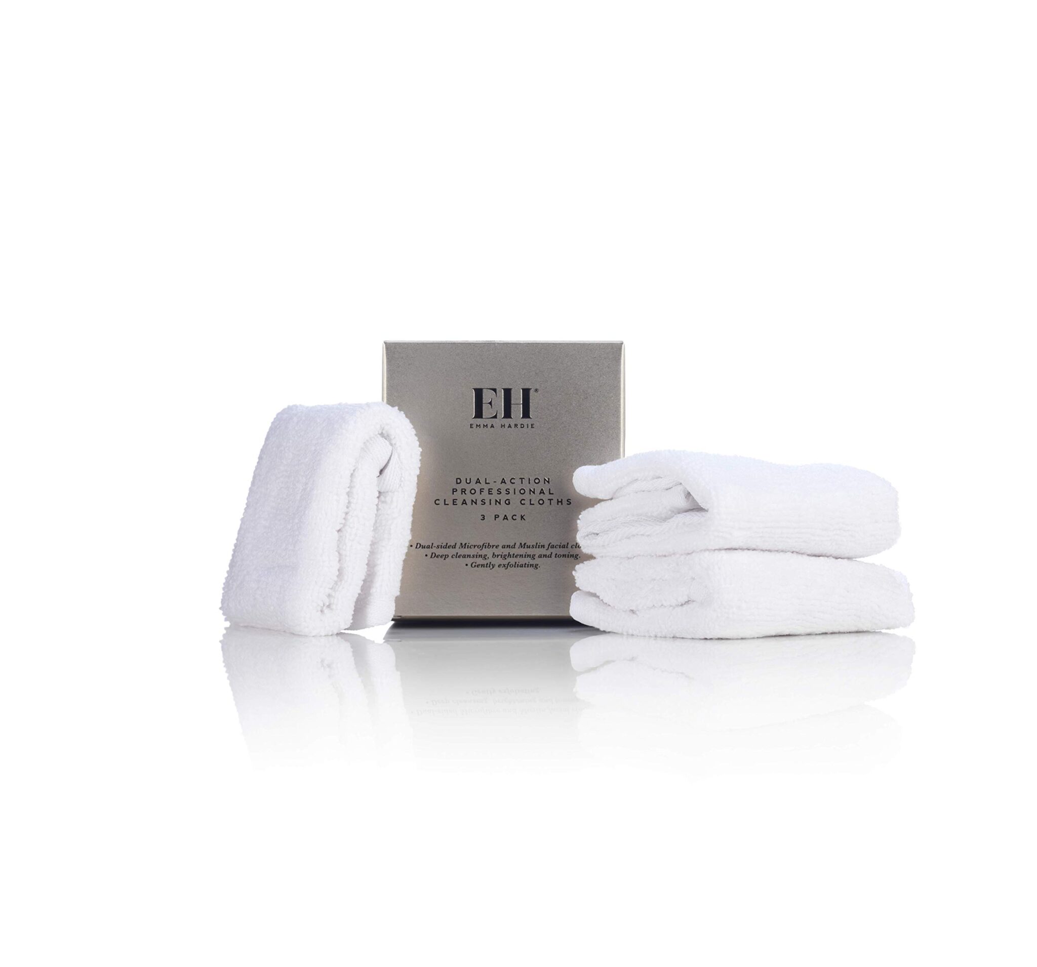 Emma Hardie 3 Pack Dual Action Microfibre & Muslin Cleansing Cloths, Perfect for Removing Cleansing Products, Gentle Exfoliation, Deep Pore Cleansing, Skin Brightening & Toning