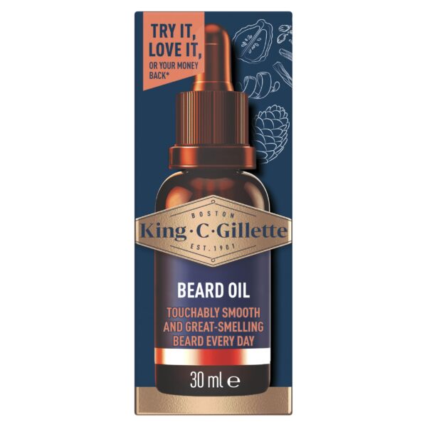 King C Gillette Beard Oil for Men with Plant Based Argan, Jojoba Avocado, Macadamia Seed and Almond Oils, 30 ml