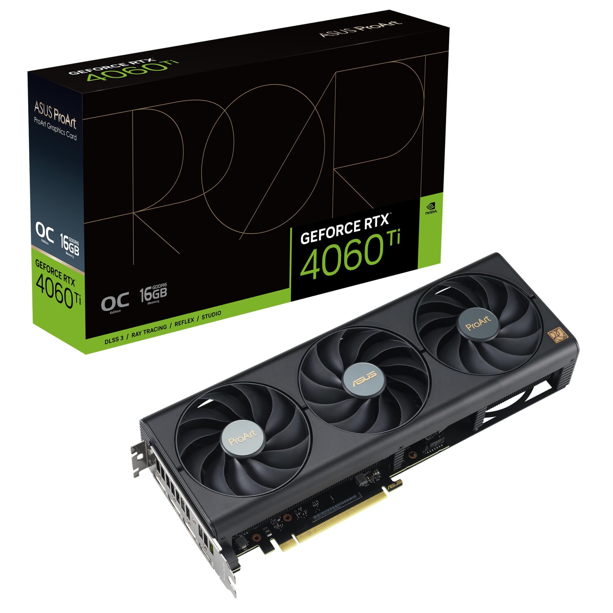 ProArt GeForce RTX 4060 Ti 16GB OC Edition GDDR6 Graphics Card (PCIe 4.0, 16GB GDDR6, DLSS 3, HDMI 2.1a, DisplayPort 1.4a)