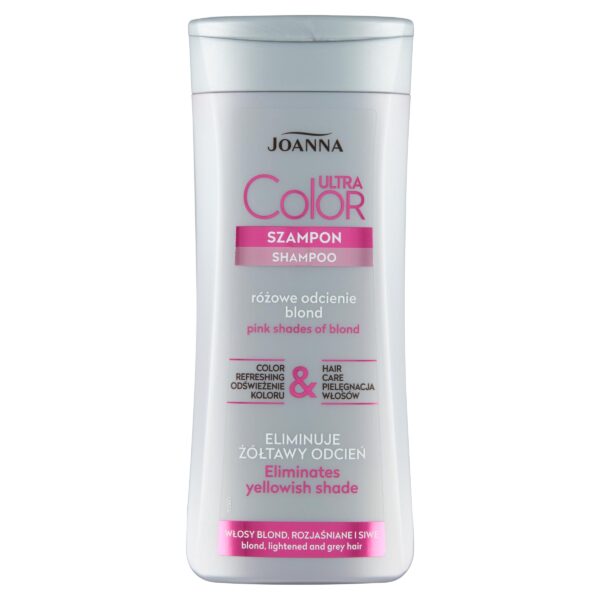 Joanna Ultra Color - Shampoo For Pink Shades Of Blond - Strengthening Revitalising Hair Shampoo - Colour Refreshing & Hair Care - Neutralises The Yellowish Tint - Restores Full Shine - 200 ml