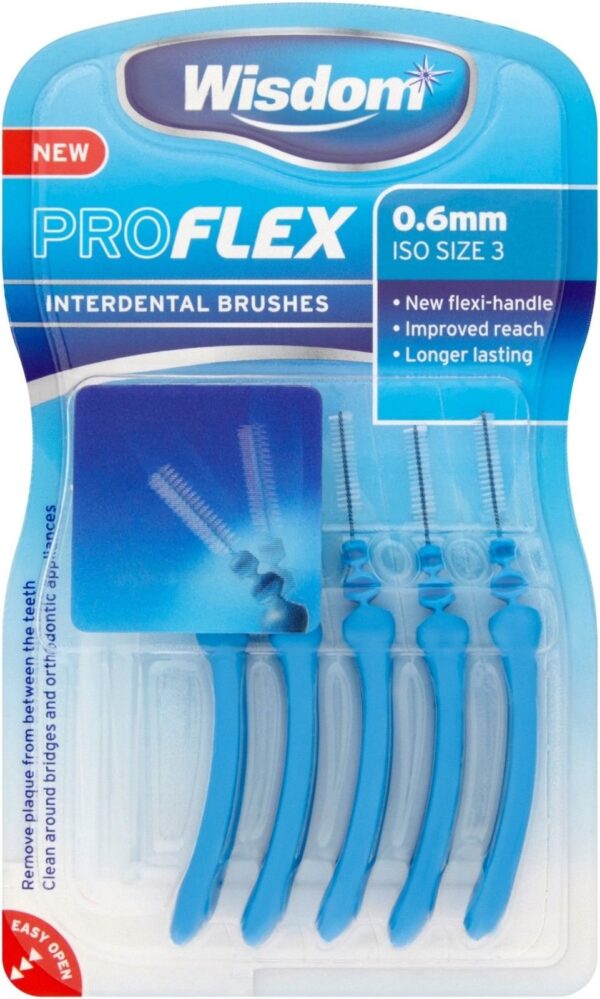 Wisdom Pro Flex Interdental Brush - 0.60mm Blue - 5 Brushes Per Pack (1)