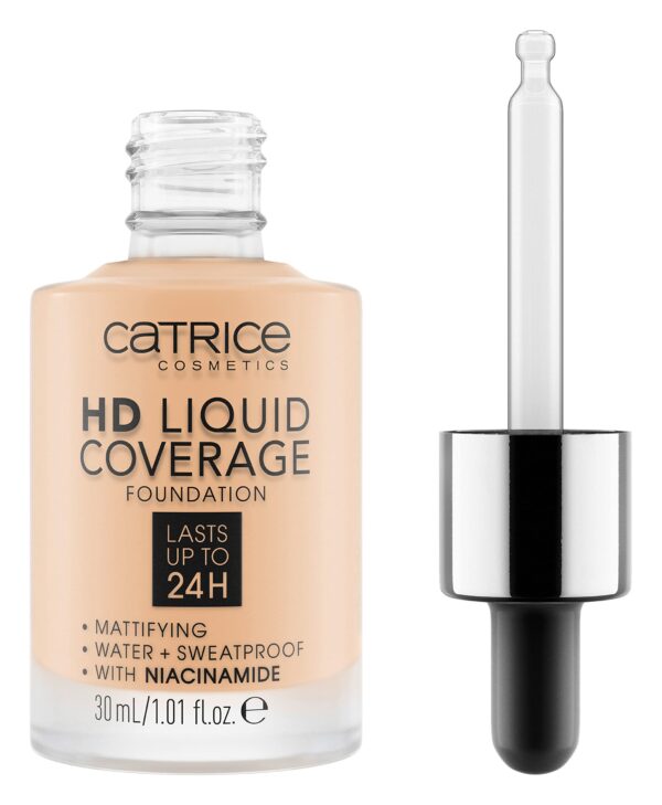 Catrice HD Liquid Coverage Foundation, No. 005, Nude, Long-Lasting, Matte, for Blemished Skin, Vegan, Oil-Free, Waterproof, Alcohol-Free, Pack of 1 (30 ml)