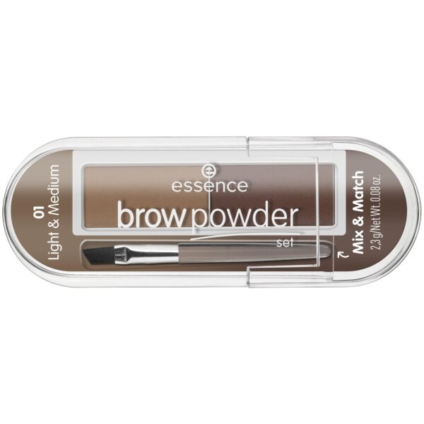 essence cosmetics brow powder set eyebrow stylist duo kit makeup (01 - light & medium)