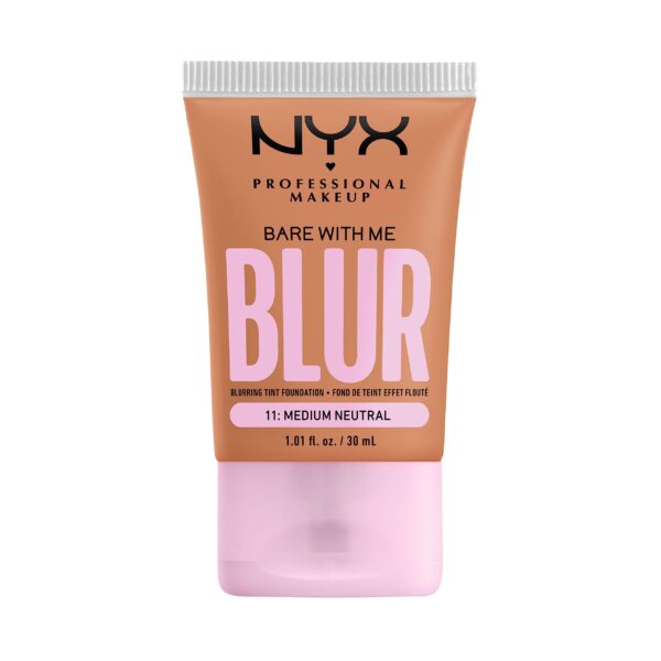 NYX Professional Makeup Blurring Tint Foundation, Medium Coverage, Matte Finish, With Niacinamide, Matcha and Glycerin, 12 Hours Hydrating, Bare With Me Blur, 30 ml, Shade: Med Neutral