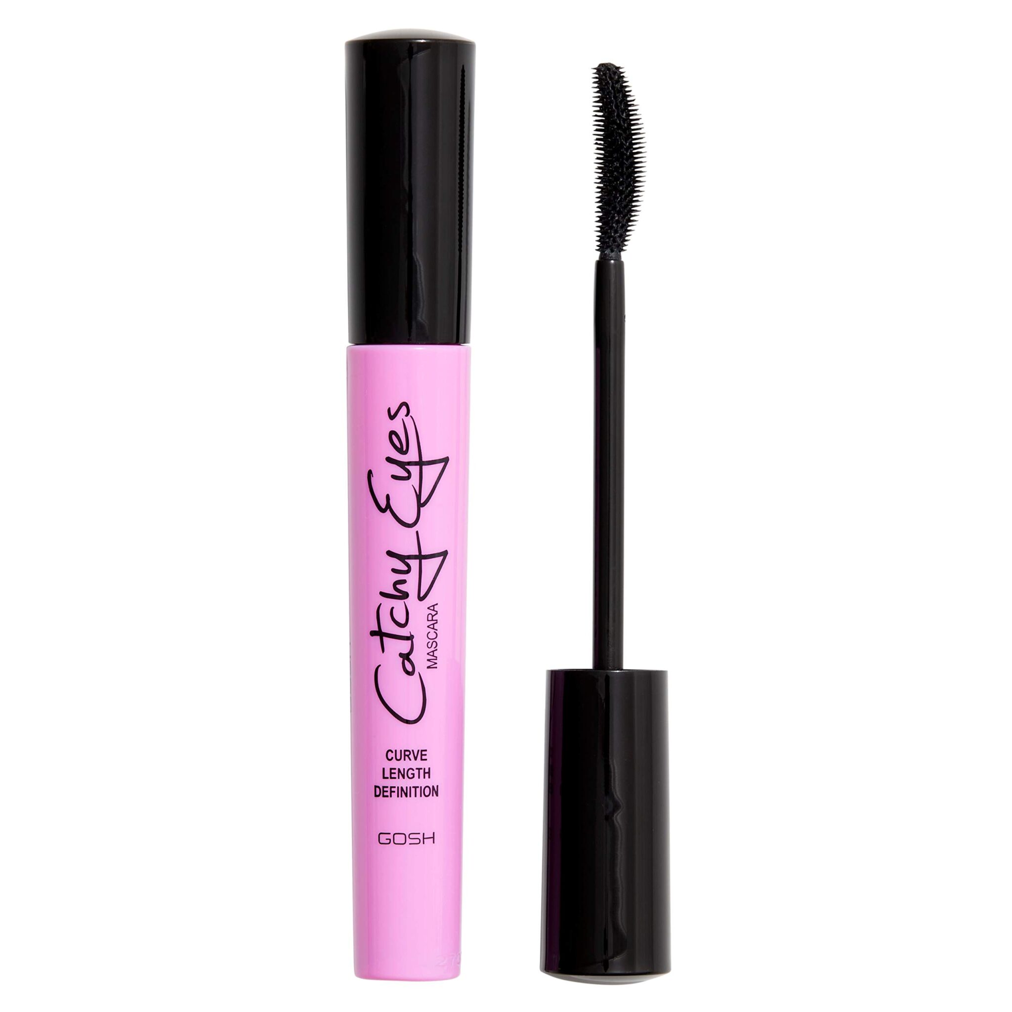 GOSH Catchy Eyes Mascara for Curved & Defined Eyelashes, Without Gluing, Intense Black Mascara, for the Perfect Cat Eye Effect, Fragrance- & Skin-Friendly, 001 Black