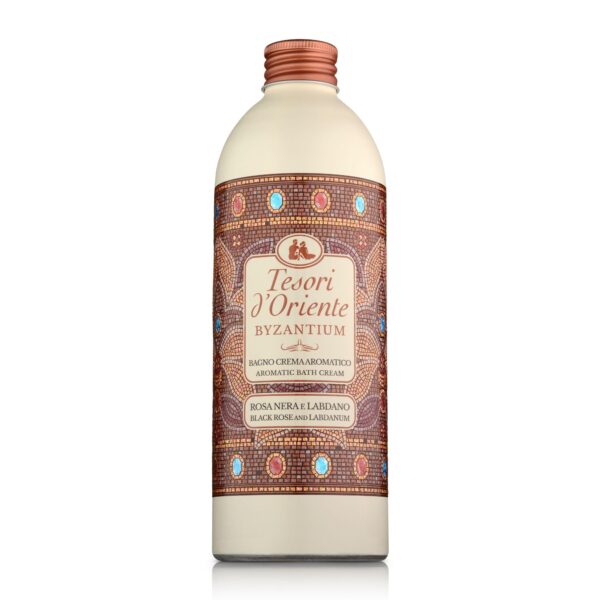 Tesori d'Oriente - Bath Cream Byzantium, Body Wash with Notes of Black Rose and Labdanum, Cleanses the Skin and Gives Nutrition and Hydration, 500 ml