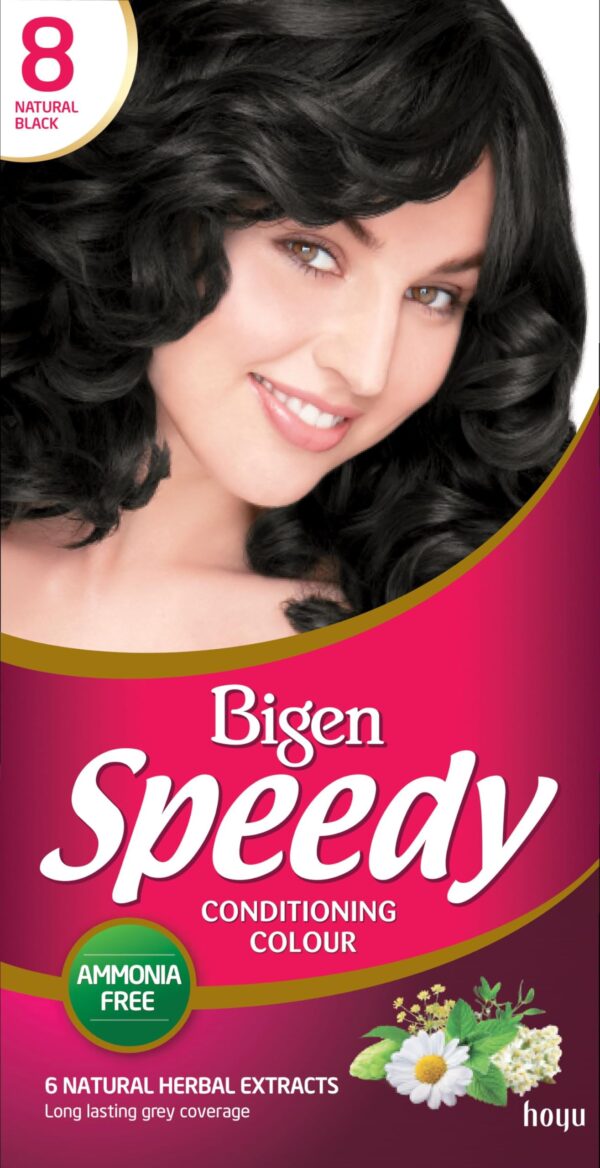 Bigen Speedy Conditioning Colour No.8 | Easy & Speedy Application | No Ammonia | with Natural Herbal Extracts - Natural Black No. 8