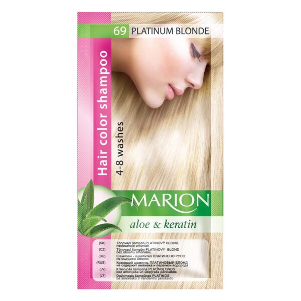 Marion Hair Color Shampoo in Sachet Lasting 4-8 Washes - 69 – Platinum Blonde