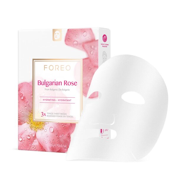 FOREO Bulgarian Rose Moisture-Boosting Sheet Mask for Dehydrated, Lifeless Skin, 3 pack, Nourishing, Soothing Clean Formula, Cruelty-free, Compatible with UFO devices