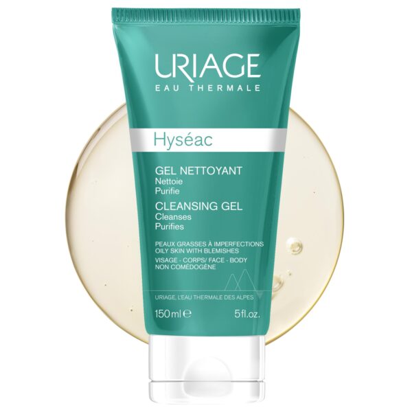 Uriage Hyséac Face Cleansing Gel For Oily Skin With Blemishes 150ml - Purifies & Eliminates Sebum Excess - Ultra-Gentle Foaming Gel - Paraben & Soap-Free, Physiological pH