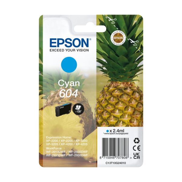 Epson 604 Pineapple, Genuine Cyan Ink Cartridge