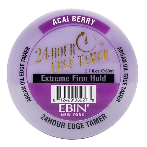 EBIN NEW YORK 24 Hour Edge Tamer Refresh – Extreme Firm Hold, 2.7 Oz, Acai Berry – No Flaking, No White Residue, Shine and Smooth with Argan Oil & Castor Oil