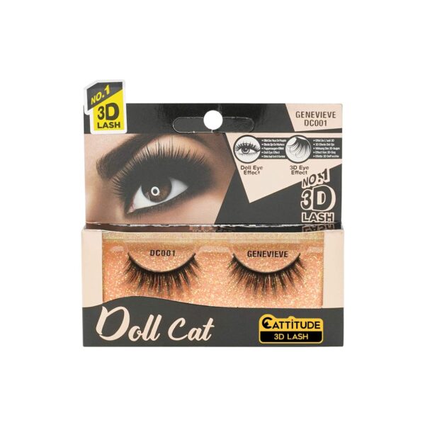 EBIN NEW YORK Cattitude 3D Lash Doll Cat – Genevieve 3D Lash Look Long Voluminous Wispy Hair Lightweight Comfortable Wear Reusable