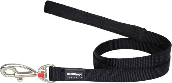 Red Dingo 1.2m Padded Handle Dog Lead, Plain Black, LARGE (25mm x 1.2m)