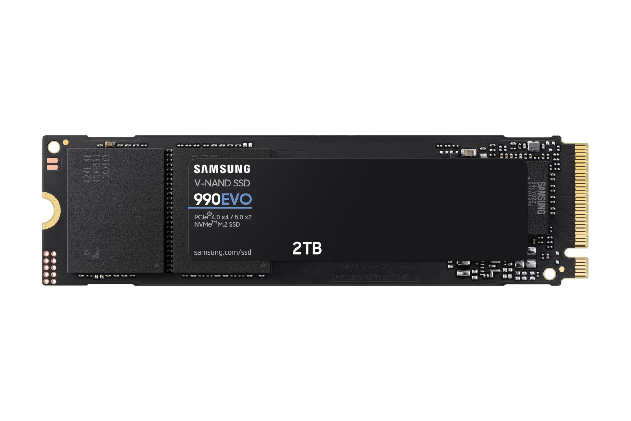 Samsung 990 EVO NVMe M.2 SSD 2 TB, PCIe 4.0 x4 / PCIe 5.0 x2, NVMe 2.0 (2280), read/write speeds up to 5,000/4,200 MB/s, Internal SSD (Solid State Drive), MZ-V9E2T0BW