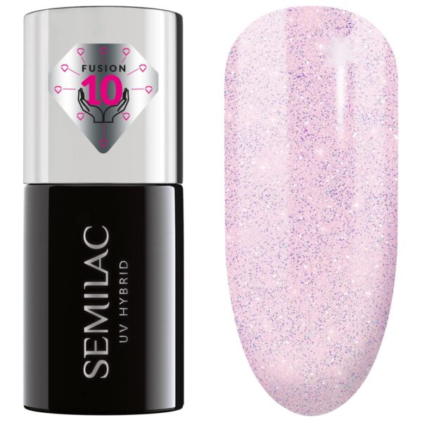 Semilac Extend Care Base 5in1 806 Glitter Delicate Pink Gel Nail Polish Functions Long Lasting and Easy to Apply UV/LED Gel Nails 7ml