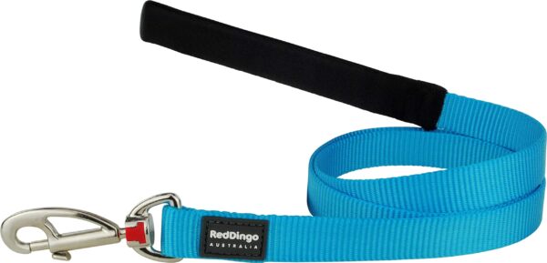 Red Dingo Padded Handle Dog Lead 1.2m Plain, Turquoise, Medium 20mm