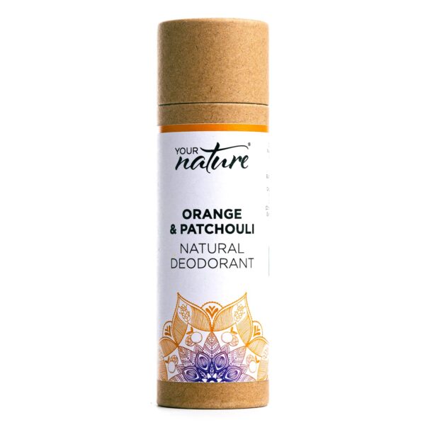 YOUR NATURE - 100% Plastic Free & Recyclable/Natural Ingredients/No aluminium, Parabens, Carcinogens/Vegan, Eco Friendly/Cruelty Free Handmade Natural Deodorant Stick (Orange & Patchouli)