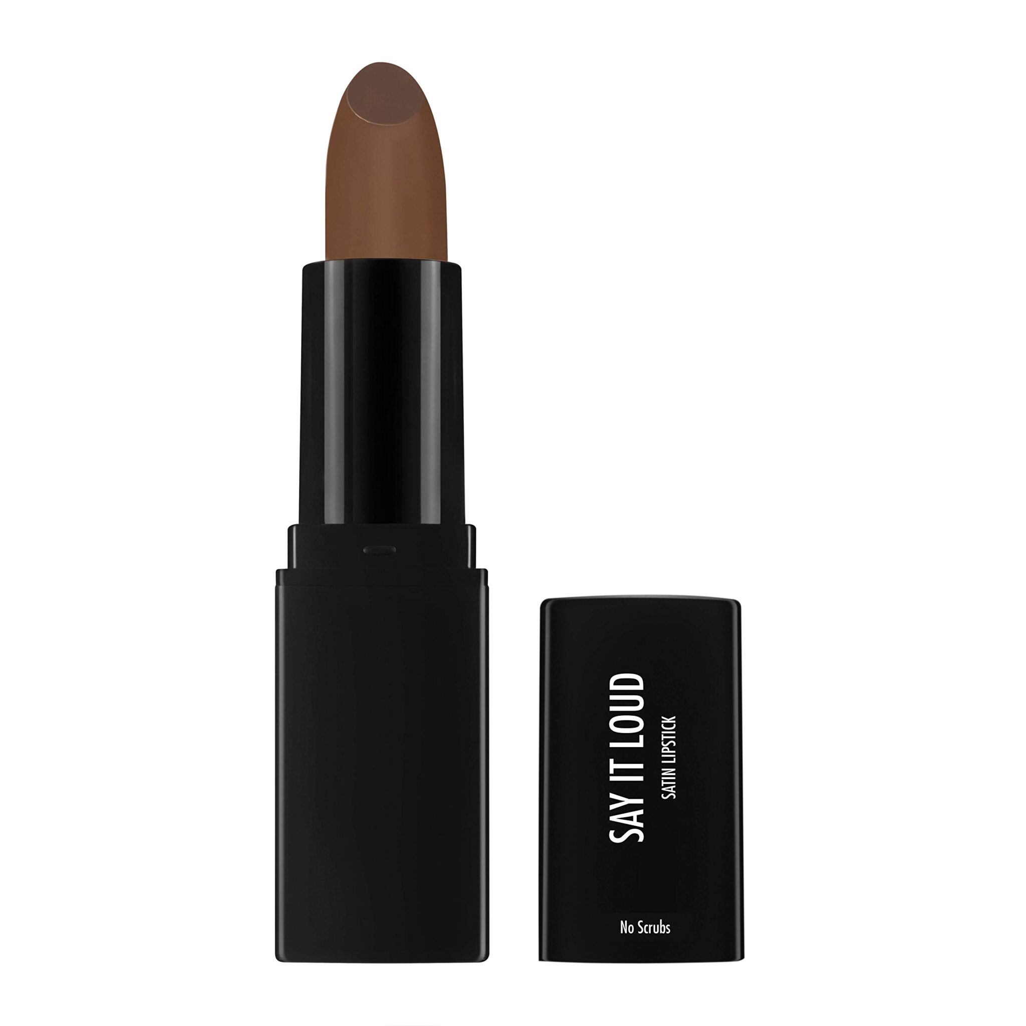 Sleek MakeUP Say it Loud Satin Lipstick, Smooth and Lightweight Formula with Extreme Colour Payoff, No Scrubs (Dark Brown) 1.16g