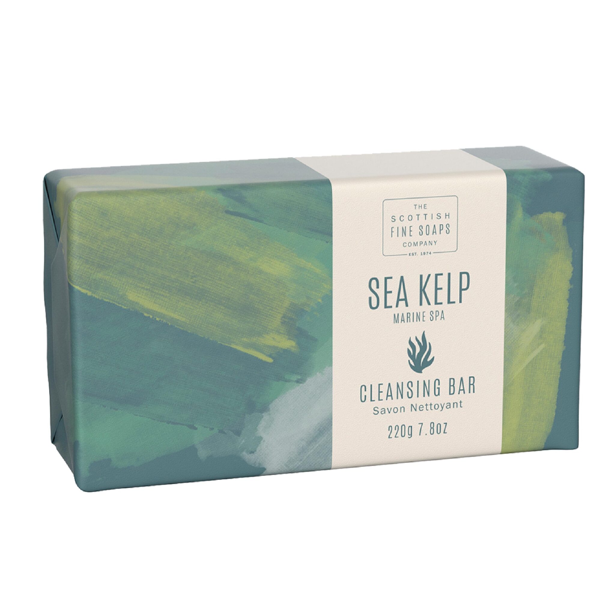 Scottish Fine Soaps - Marine Spa Sea Kelp Cleansing Bar - Hydrating and Nourishing - All Over Body Use - Great For Makeup Brush Cleaning - Sensitive Formula - Vegan Friendly - 220g