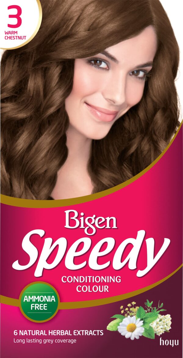 Bigen Speedy Conditioning Colour | Easy & Speedy Application | No Ammonia | with Natural Herbal Extracts - Warm Chestnut No. 3