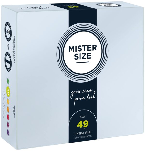 MISTER SIZE 49mm Ultra-Sensitive Condoms for Men - Extra Thin, Extra fine, Extra lube/Made from 100% Natural Rubber Latex in Your Size XS - S/Real Feel Pack of 36