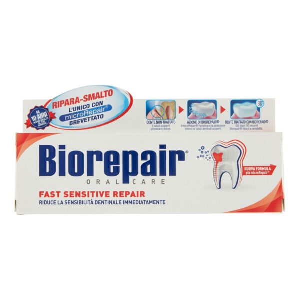 Biorepair:"Fast Sensitive Repair" Toothpaste with microRepair, New Formula - 2.5 Fluid Ounce (75ml) Tube [ Italian Import ]