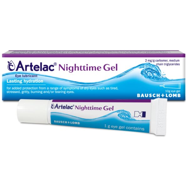 Artelac Nighttime Gel, by Bausch Plus Lomb, Night Time Eye Gel for Dry Eyes, Long-Lasting Relief for Irritated, Gritty, Carbomer Eye Gel, 10g