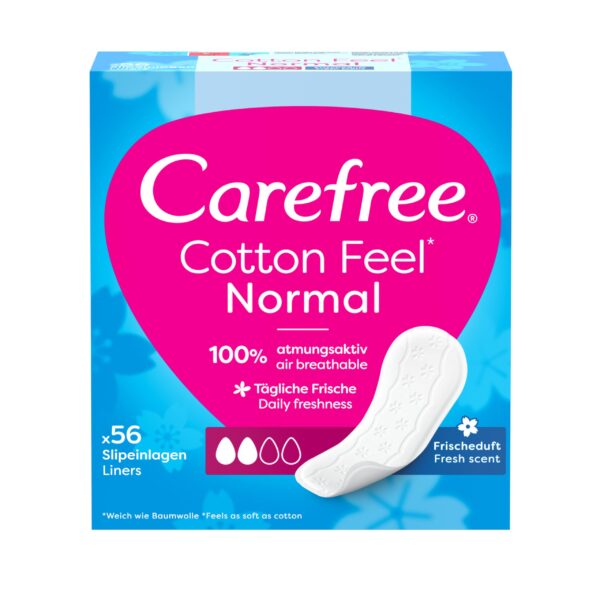 Carefree Cotton Feel Normal panty liners with fresh scent, normal size, 56 pieces (pack of 1)