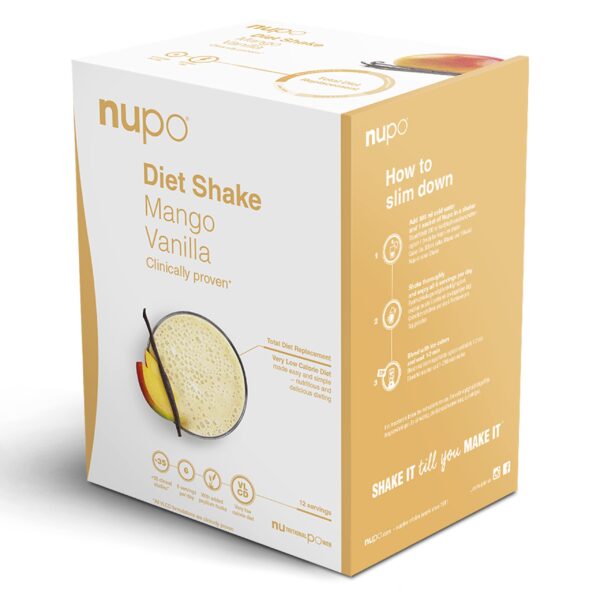 NUPO Diet Shake Mango-Vanilla – Premium diet shakes for weight management I Clinically proved meal replacement shake for weight control I 12 Servings I Very Low-Calorie Diet, GMO Free