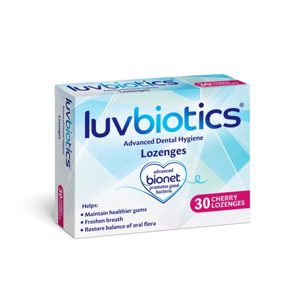 Luv Biotics Cherry Lozenges with Oral Probiotics, Xylitol and Aloe Vera - 30 Lozenges