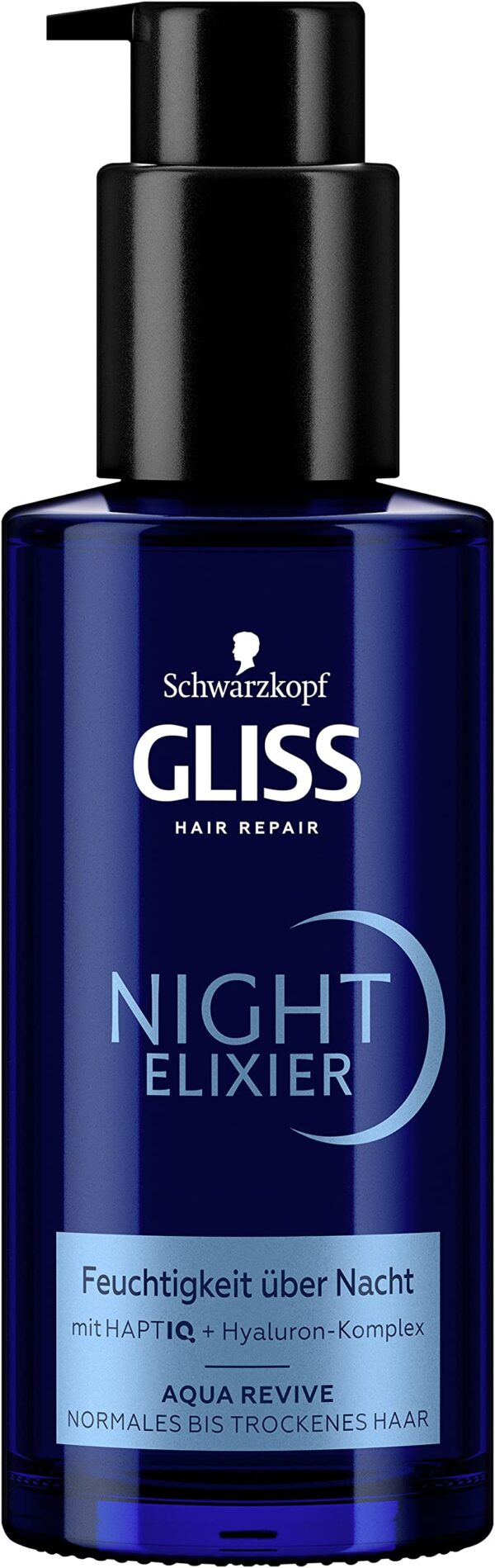 Gliss Night Elixir Aqua Revive (100 ml), Hair Serum Moisturises Normal to Dry Hair During Sleep, Hair Care Repairs Hair Long-Lasting