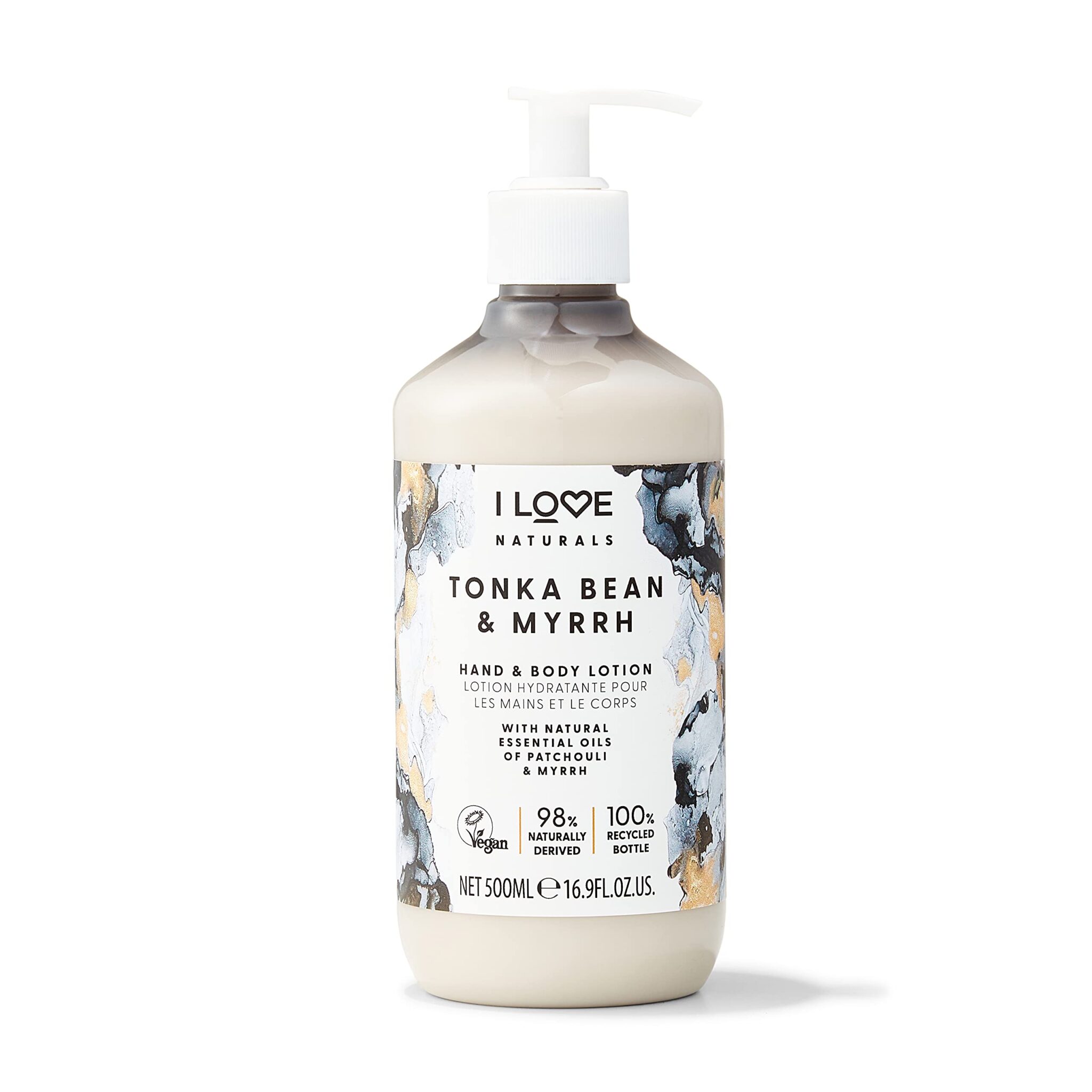 I Love Naturals Tonka Bean & Myrrh Hand & Body Lotion, Essential Oils Of Patchouli & Myrrh, Crafted With Ingredients Such as Shea Butter, 500ml