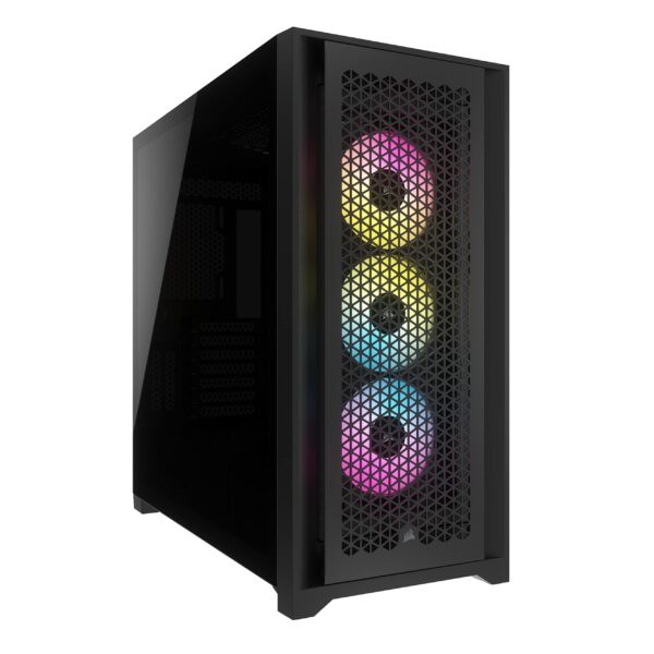 Corsair iCUE 5000D RGB AIRFLOW Mid-Tower Case - 3x AF120 RGB ELITE Fans - iCUE Lighting Node PRO Controller - High-Airflow Design - CORSAIR RapidRoute Cable Management System - Black