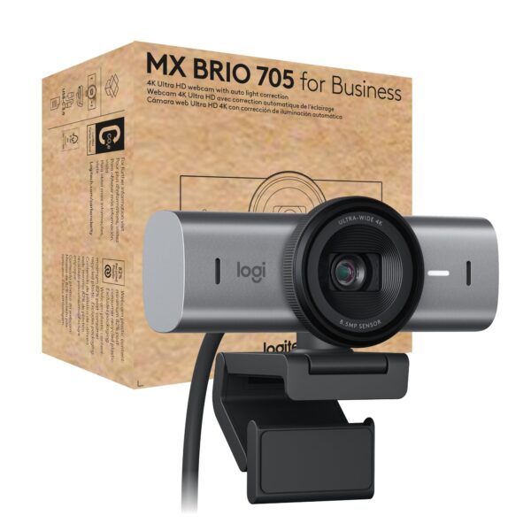 Logitech MX Brio 705 for Business 4K Webcam with Auto Light Correction, Ultra HD, Auto-Framing, Show Mode, USB-C, Works with Microsoft Teams, Zoom, Google Meet - Graphite