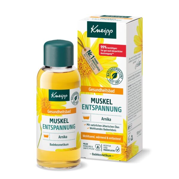 Kneipp Health Bath Muscle Relaxation - Bath Oil with Valuable Extract of Arnica & Essential Oils from Cabreuva, Rosemary & Pinus Species - Invigorates & Does Well After Physical Effort - 100 ml