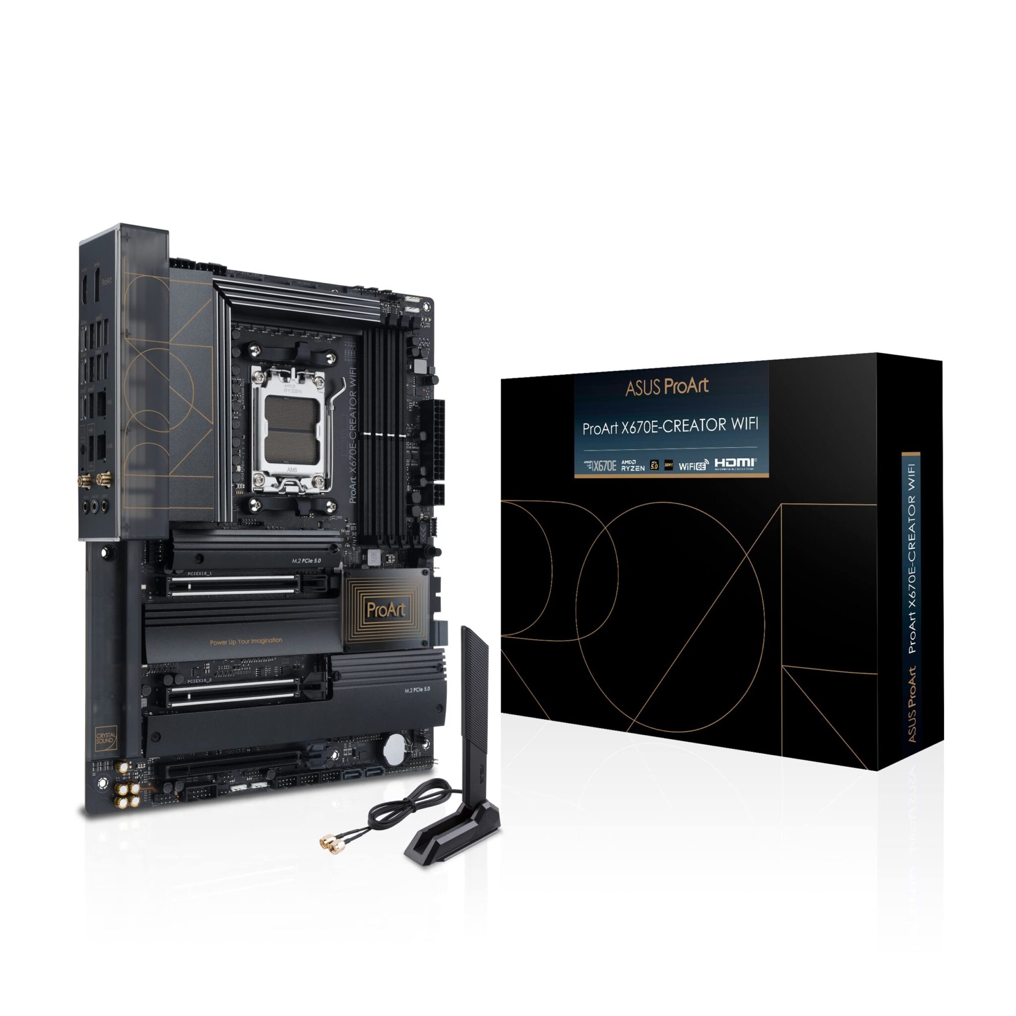 Asus PROART X670E-CREATOR WIFI, AMD X670, AM5, ATX, 4 DDR5, HDMI, 2 USB4, Wi-Fi 6E, 2.5G & 10G LAN, PD 3.0 60W, PCIe5, 4x M.2