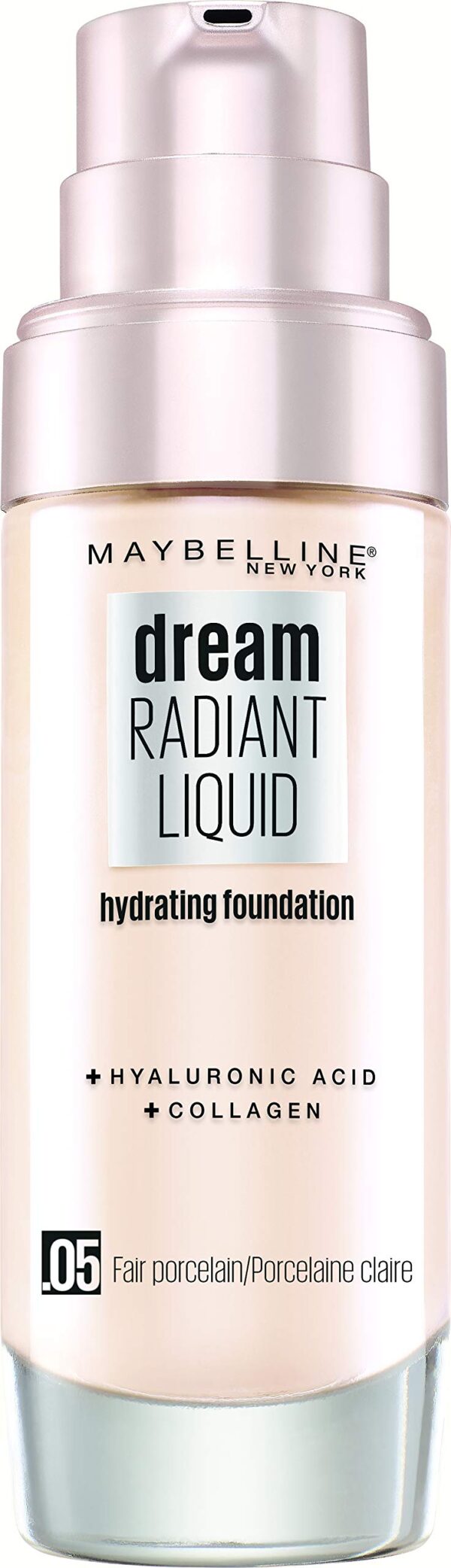 Maybelline New York Make-Up, Dream Radiant Liquid Make-Up, Liquid Foundation, No. 05 Fair Porcelain, 30 ml