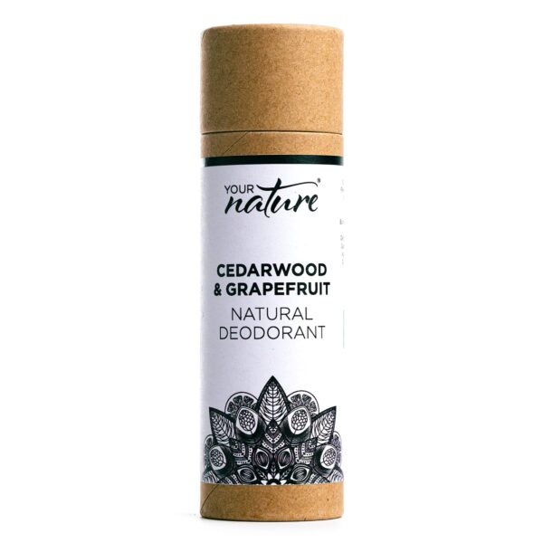 YOUR NATURE - 100% Plastic Free & Recyclable/Natural Ingredients/No aluminium, Parabens, Carcinogens/Vegan, Eco Friendly/Cruelty-Free Handmade Natural Deodorant Stick (Cedarwood & Grapefruit)