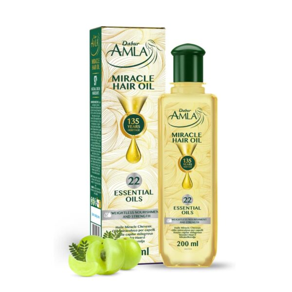 Dabur Amla Miracle Oil - 200ml | Infused With 22 Ayurvedic Essential Oils | Suitable For All Hair Types | Dermatologically Tested & Vegan Certified